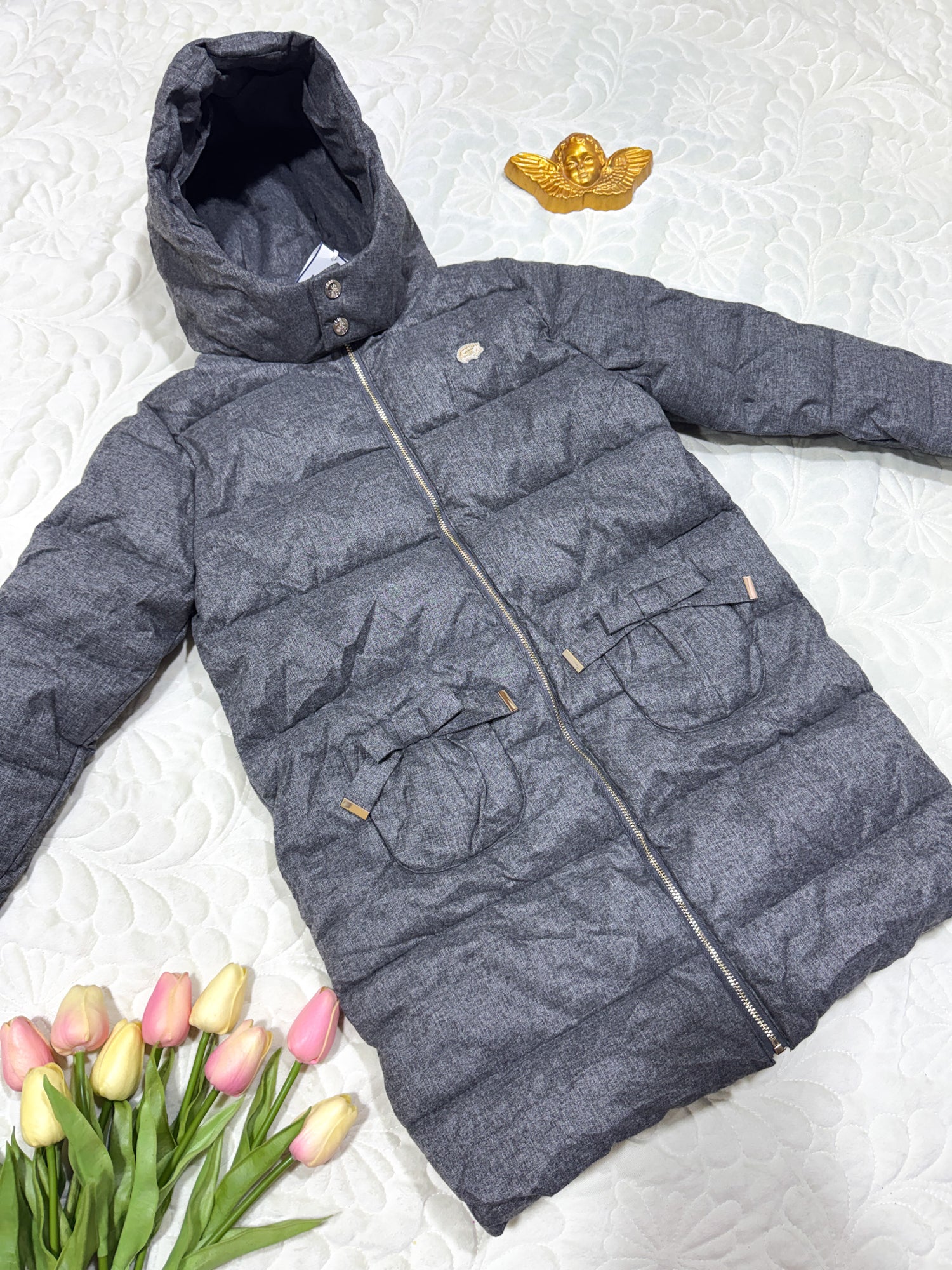 Tartine et Chocolat Grey Long Puffer Jacket