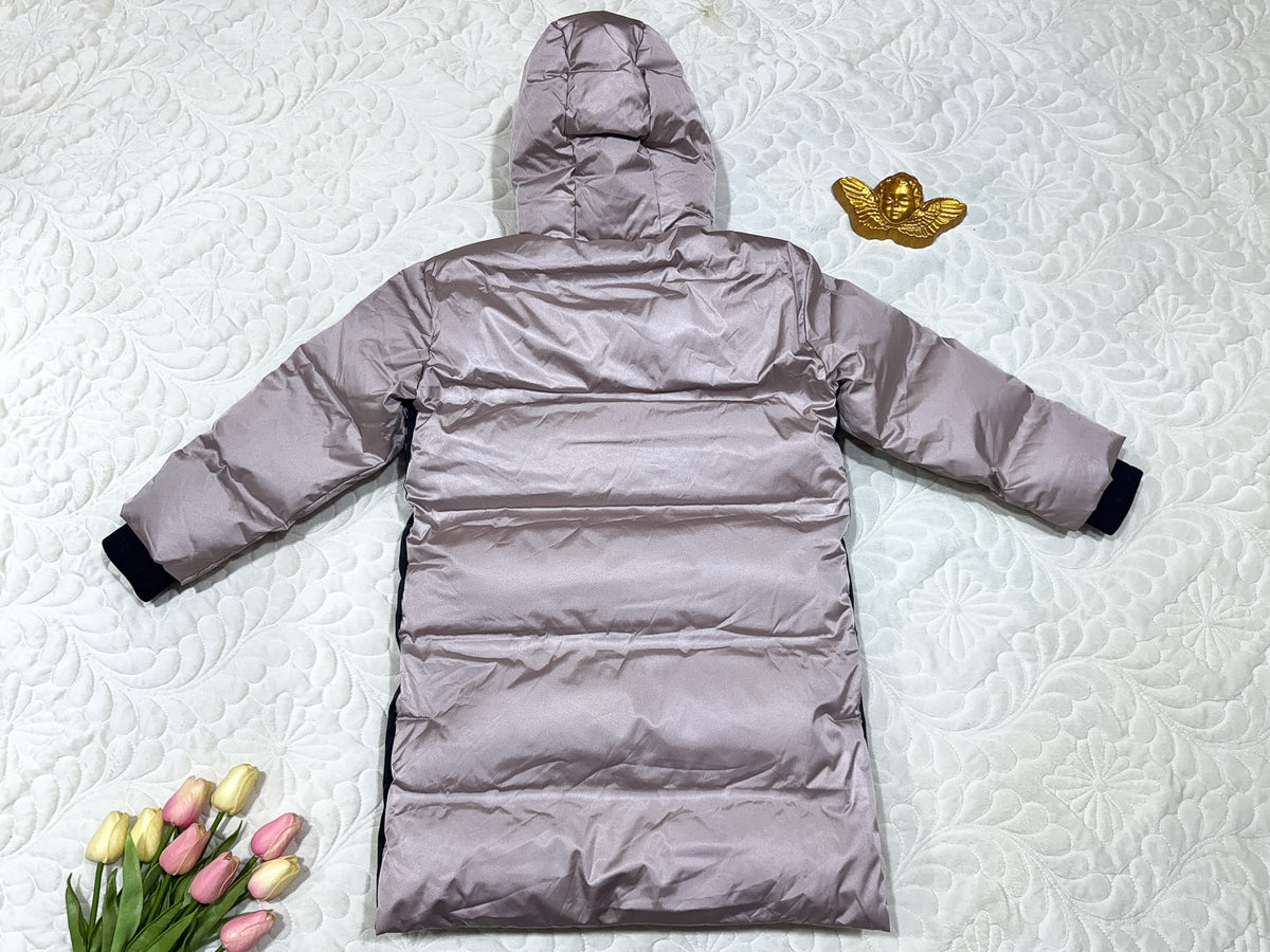 Baker by Ted Baker Meisjes Metallic Oudroze Lange Gewatteerde Jas