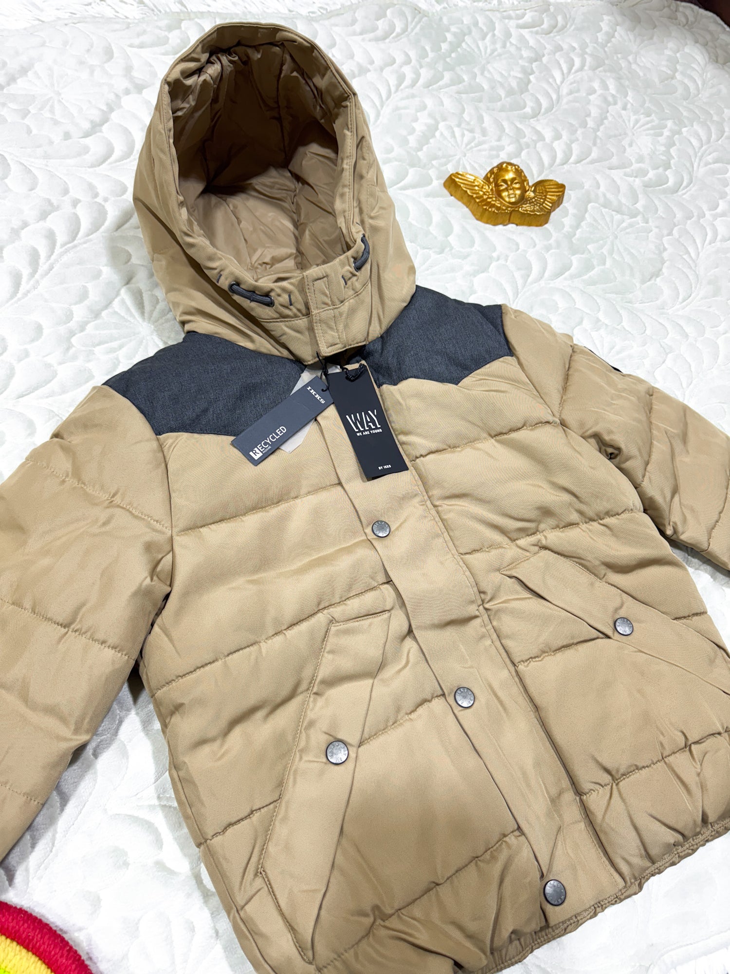 IKKS Caramel Color-Block Hooded Jacket