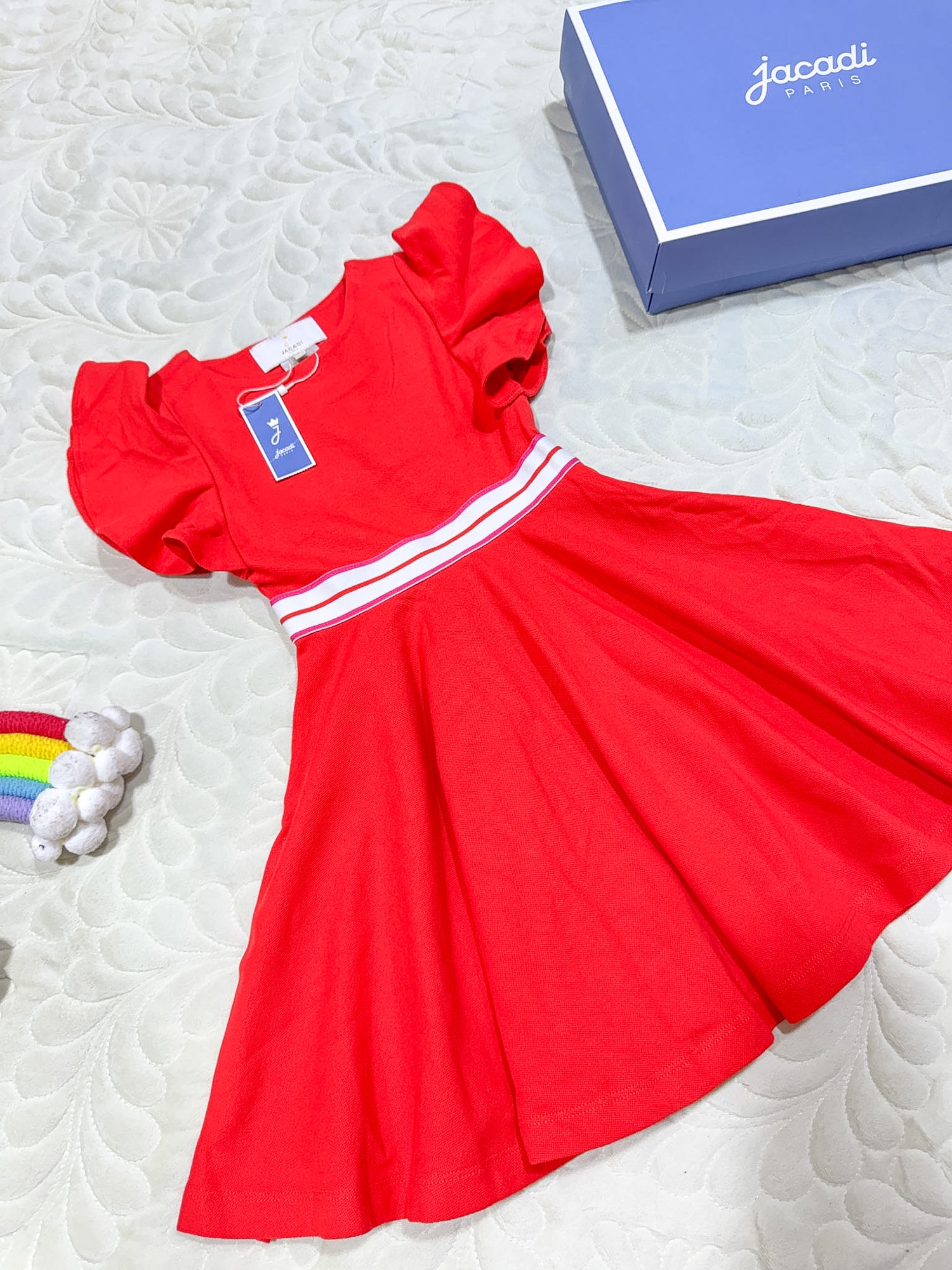 Jacadi Orange Ruffle Cut-Out Dress