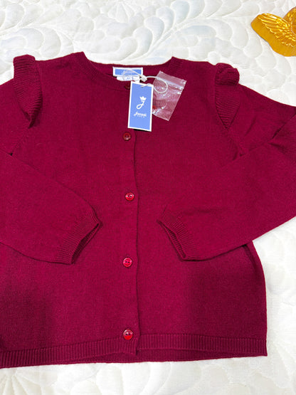 Jacadi Gilet fille rouge bordeaux à volants