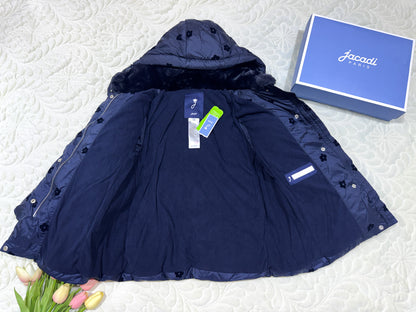 Jacadi Navy Floral Winter Puffer Jacket