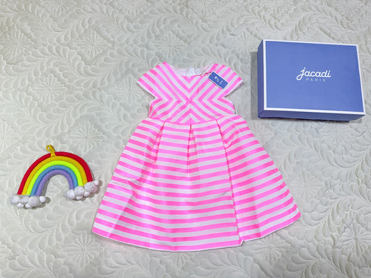 Robe rayée rose et blanche Jacadi
