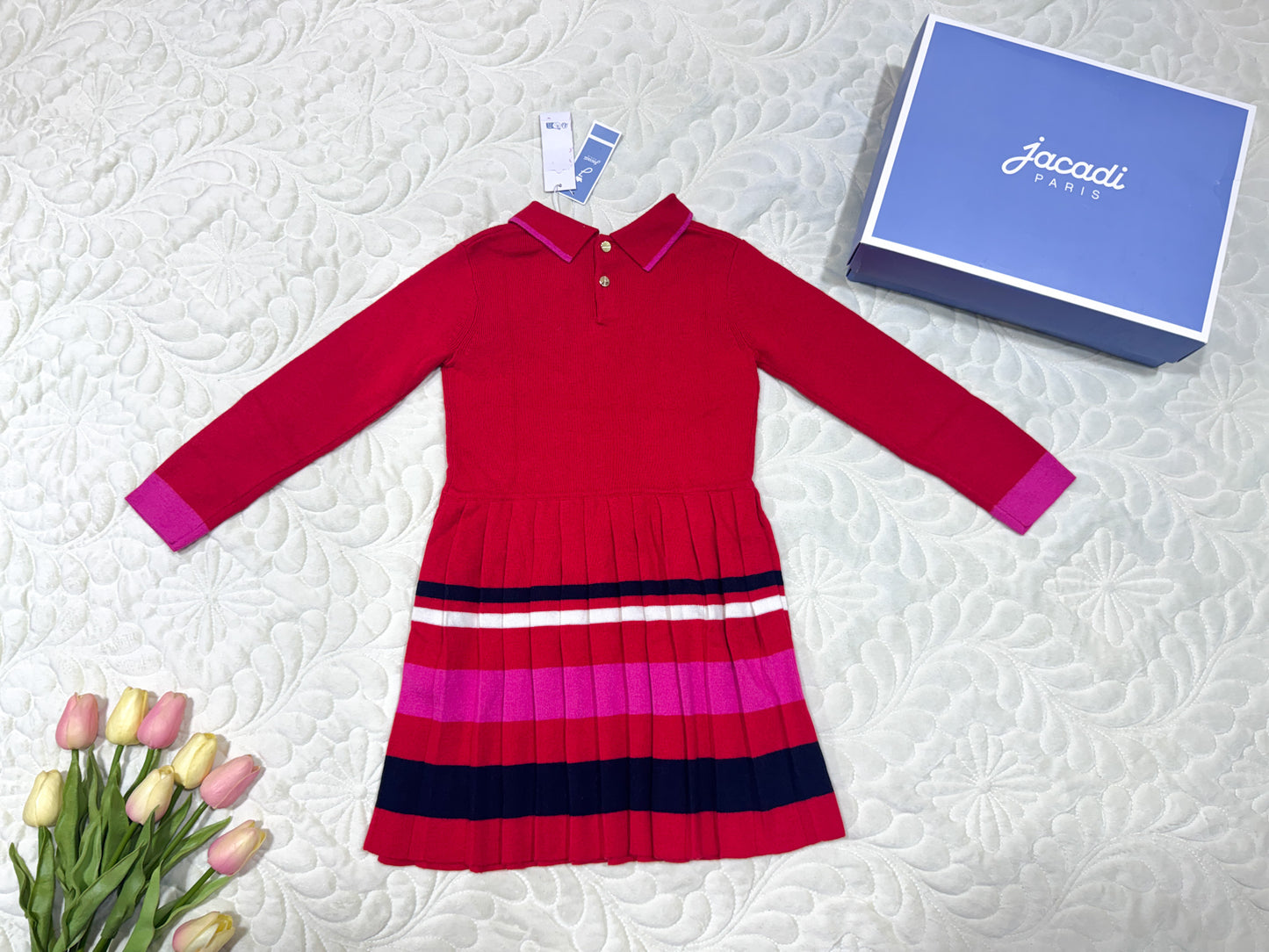 Robe plissée en maille rouge Jacadi