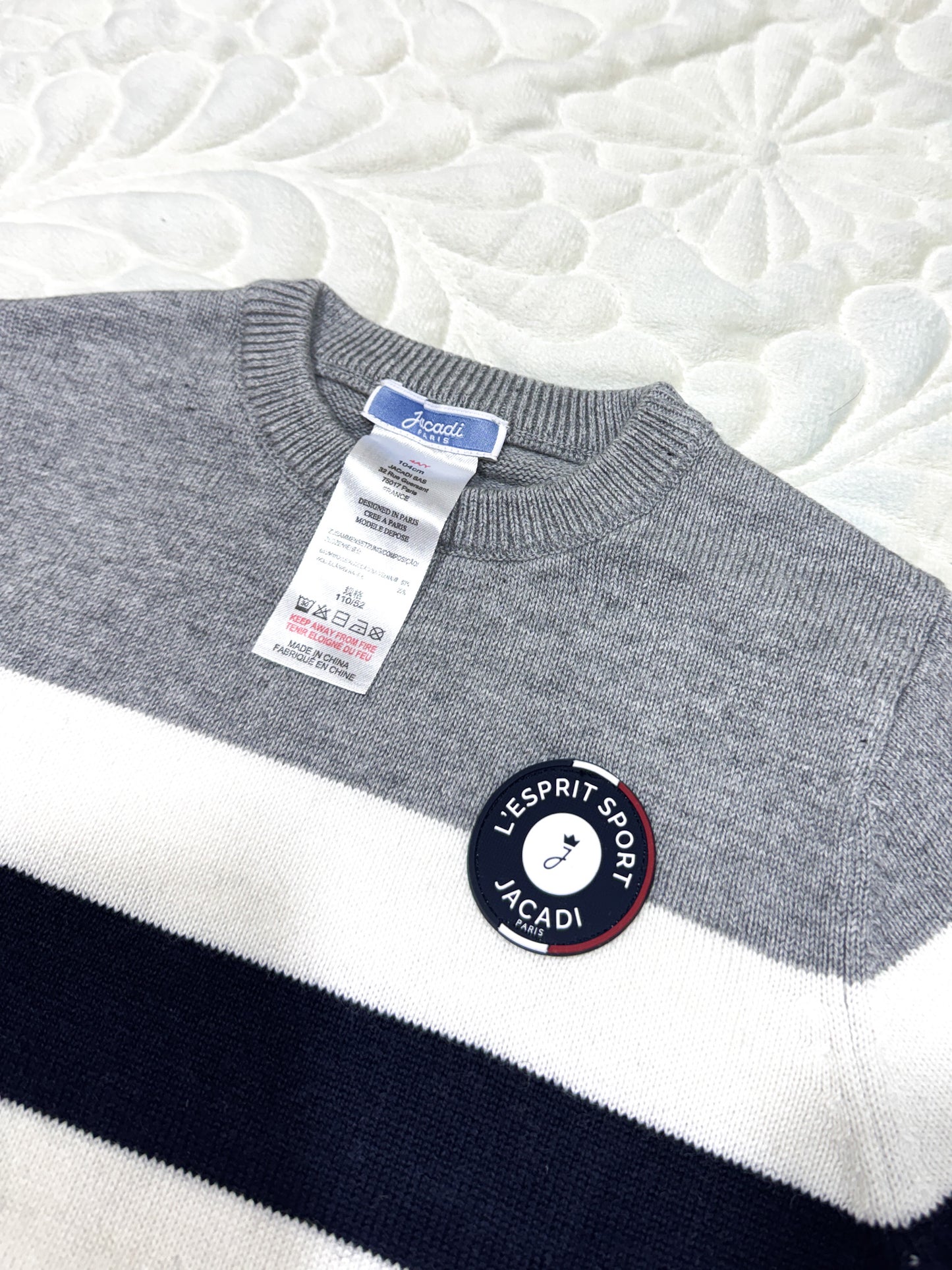 Jacadi Boys Grey & Navy Colorblock Striped Sweater