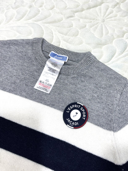 Jacadi Boys Grey & Navy Colorblock Striped Sweater