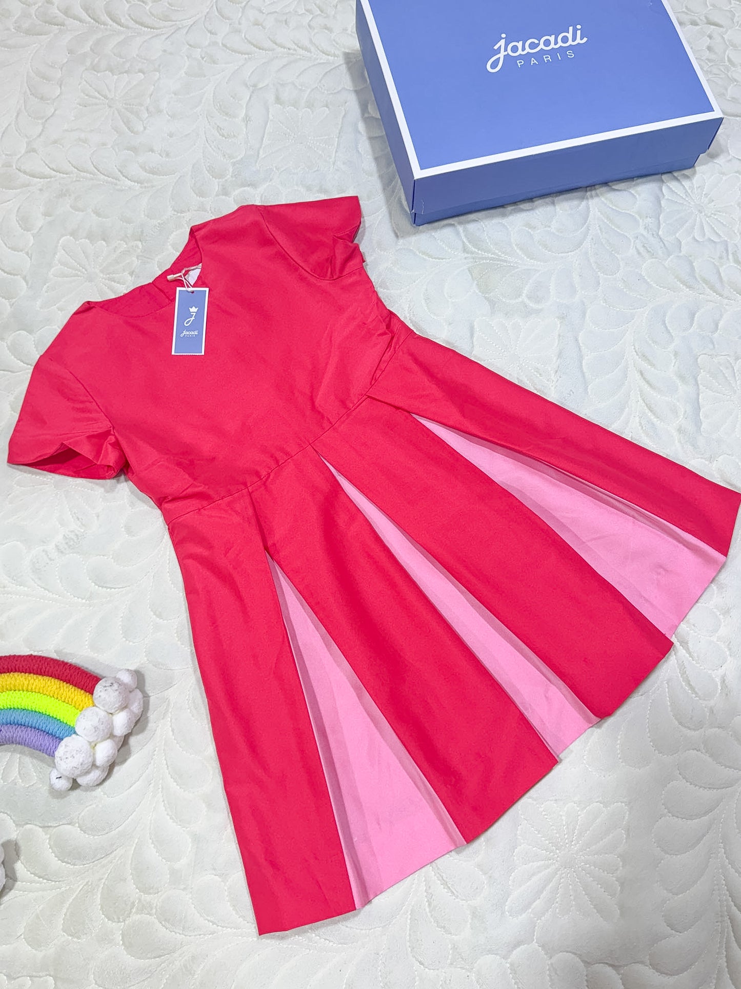 Jacadi Fuchsia & Pink Colorblock Pleated Dress