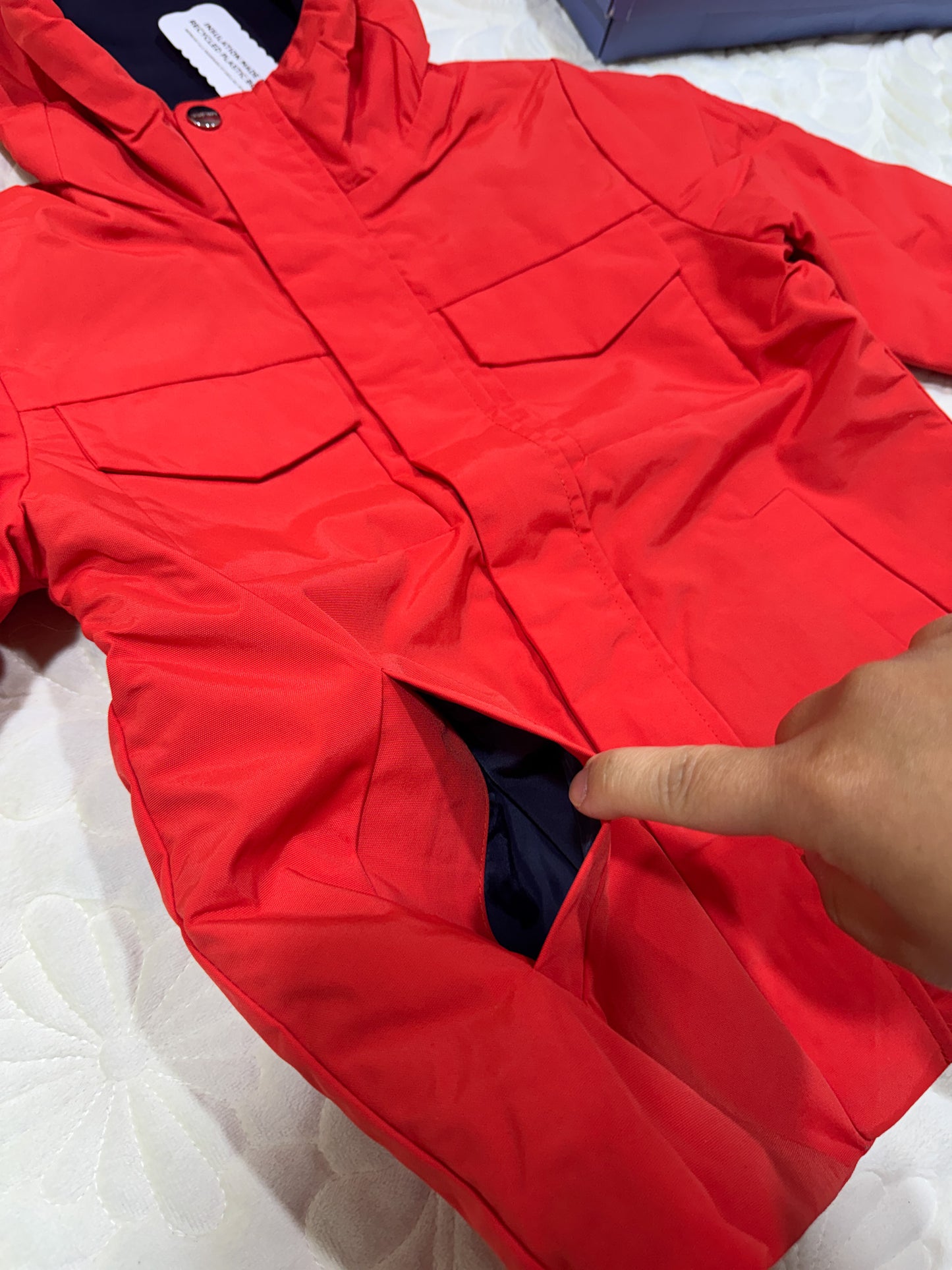 Parka coupe-vent à capuche orange-rouge Jacadi garçon