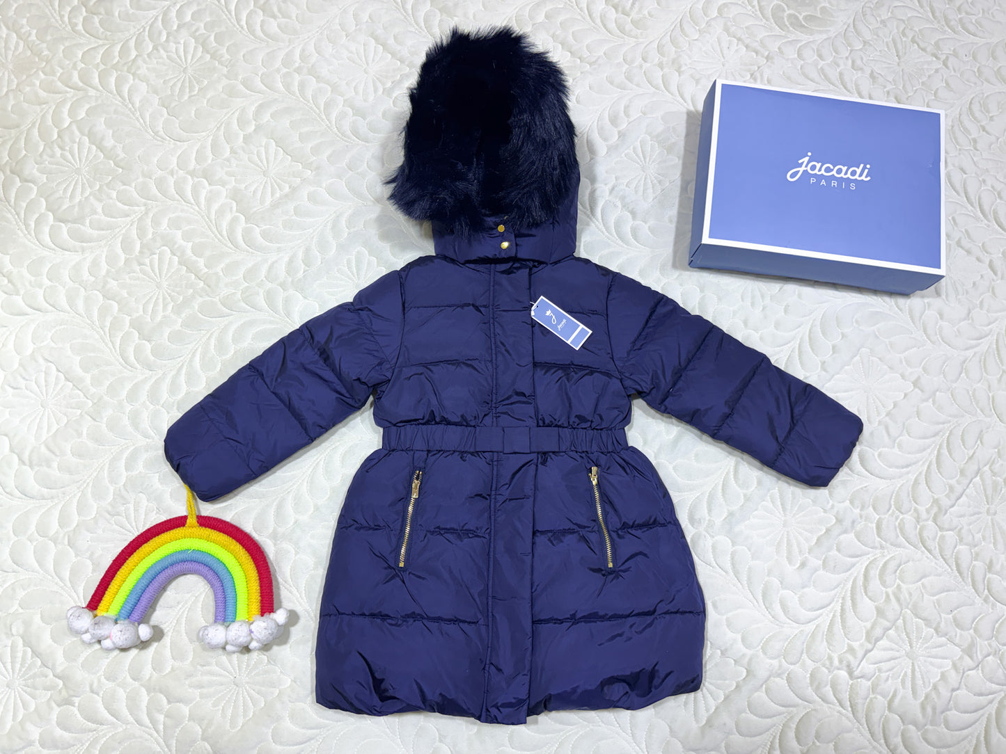 Doudoune Jacadi pour filles avec capuche en fausse fourrure