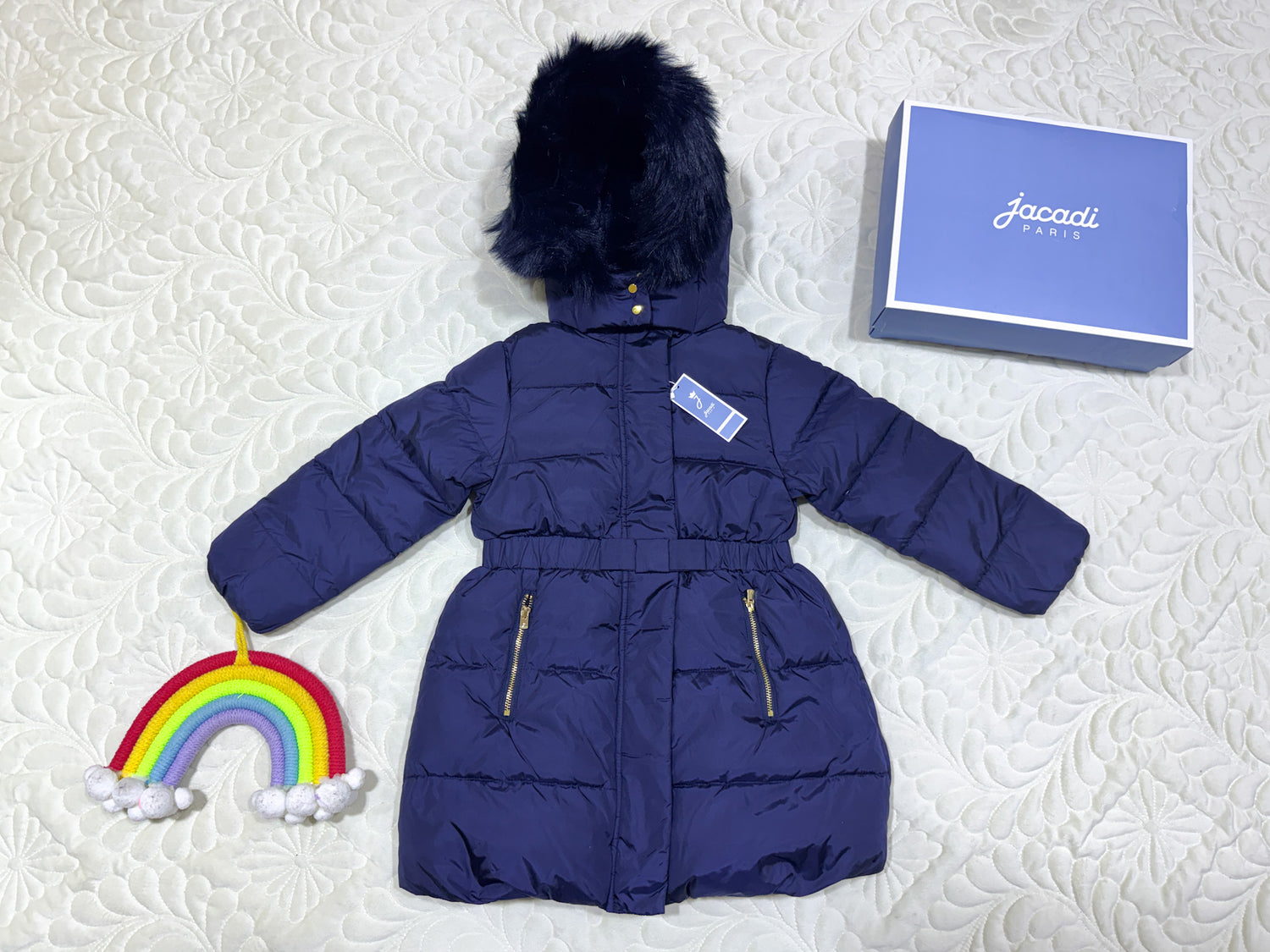 Doudoune Jacadi pour filles avec capuche en fausse fourrure