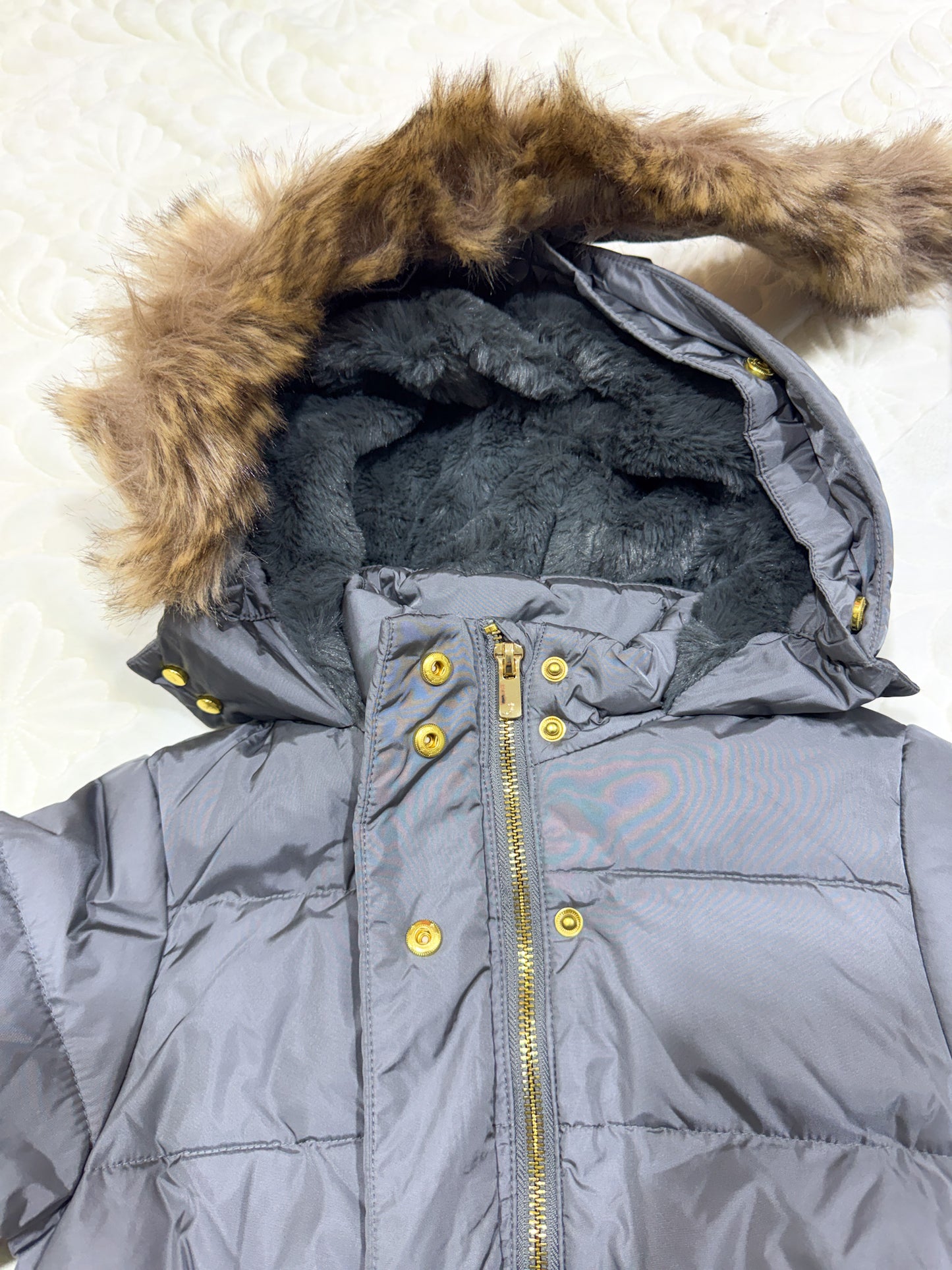 Doudoune Jacadi pour filles avec capuche en fausse fourrure