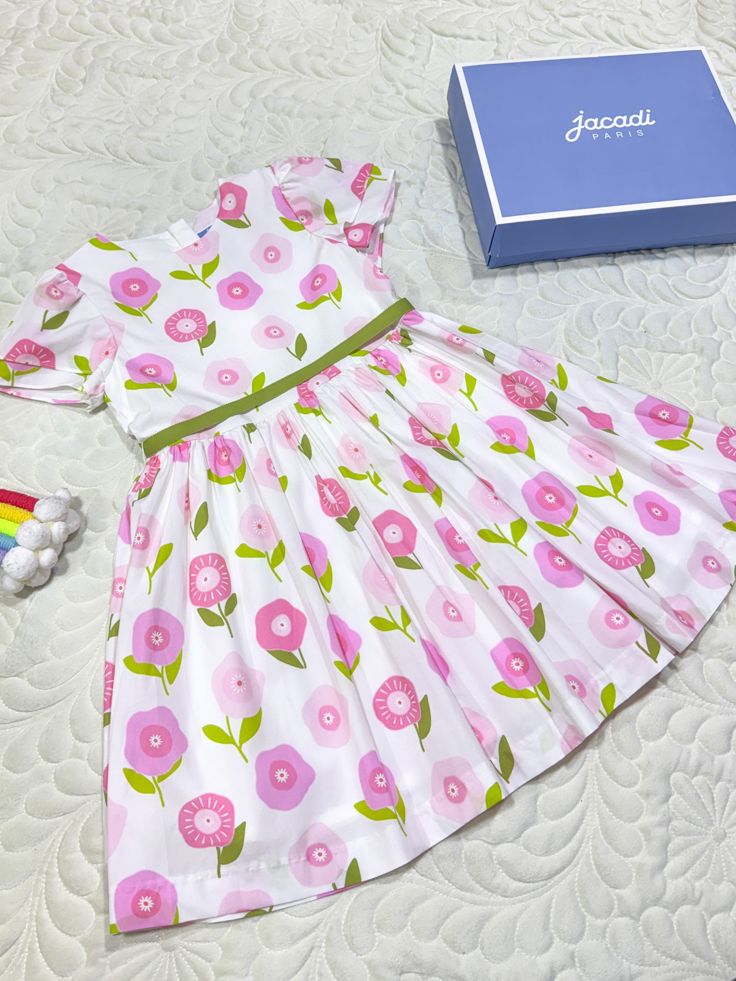 Jacadi Pink Floral Print Cotton Dress