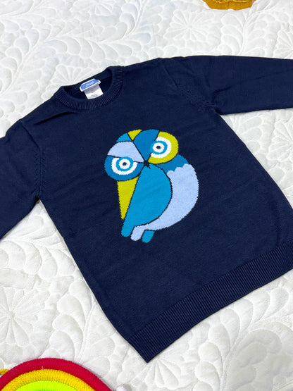 Jacadi Boys Navy Owl Intarsia Sweater
