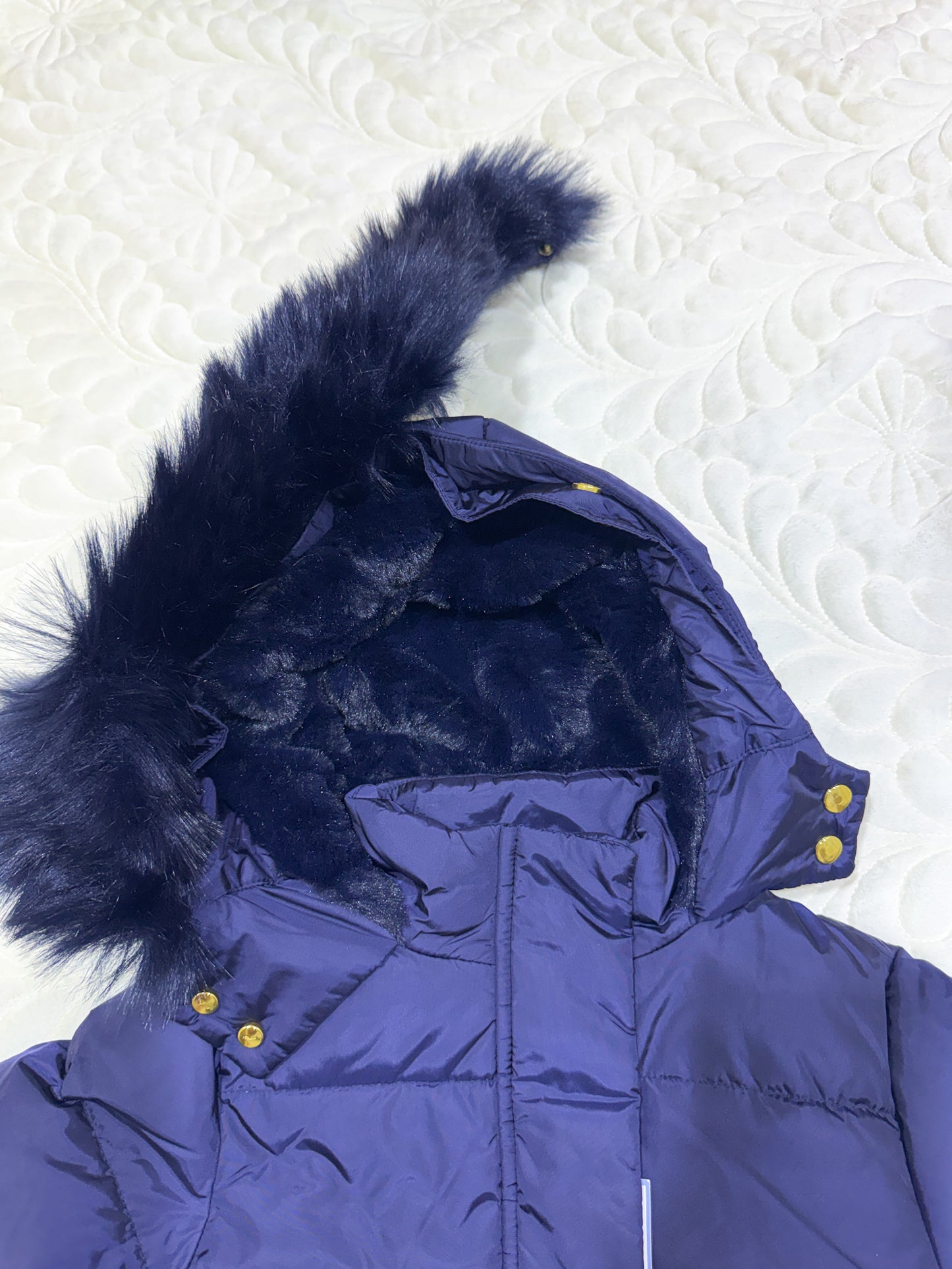 Doudoune Jacadi pour filles avec capuche en fausse fourrure