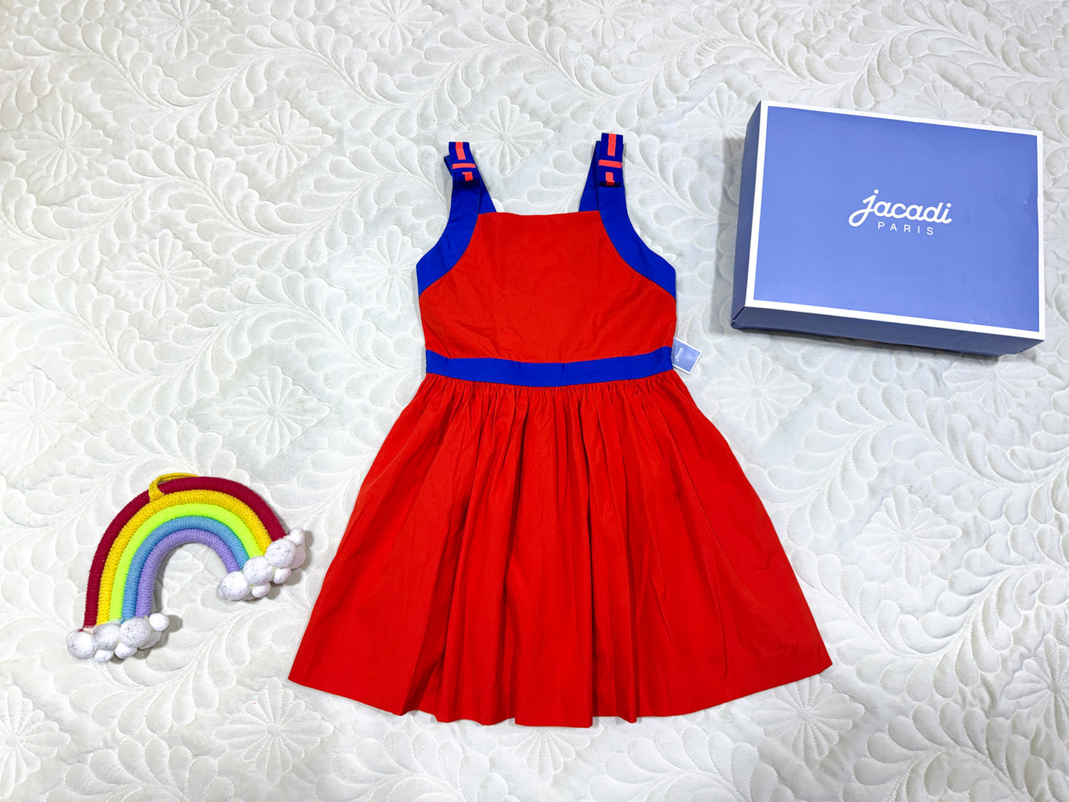 Robe sans manches Jacadi pour filles, orange-rouge et bleue