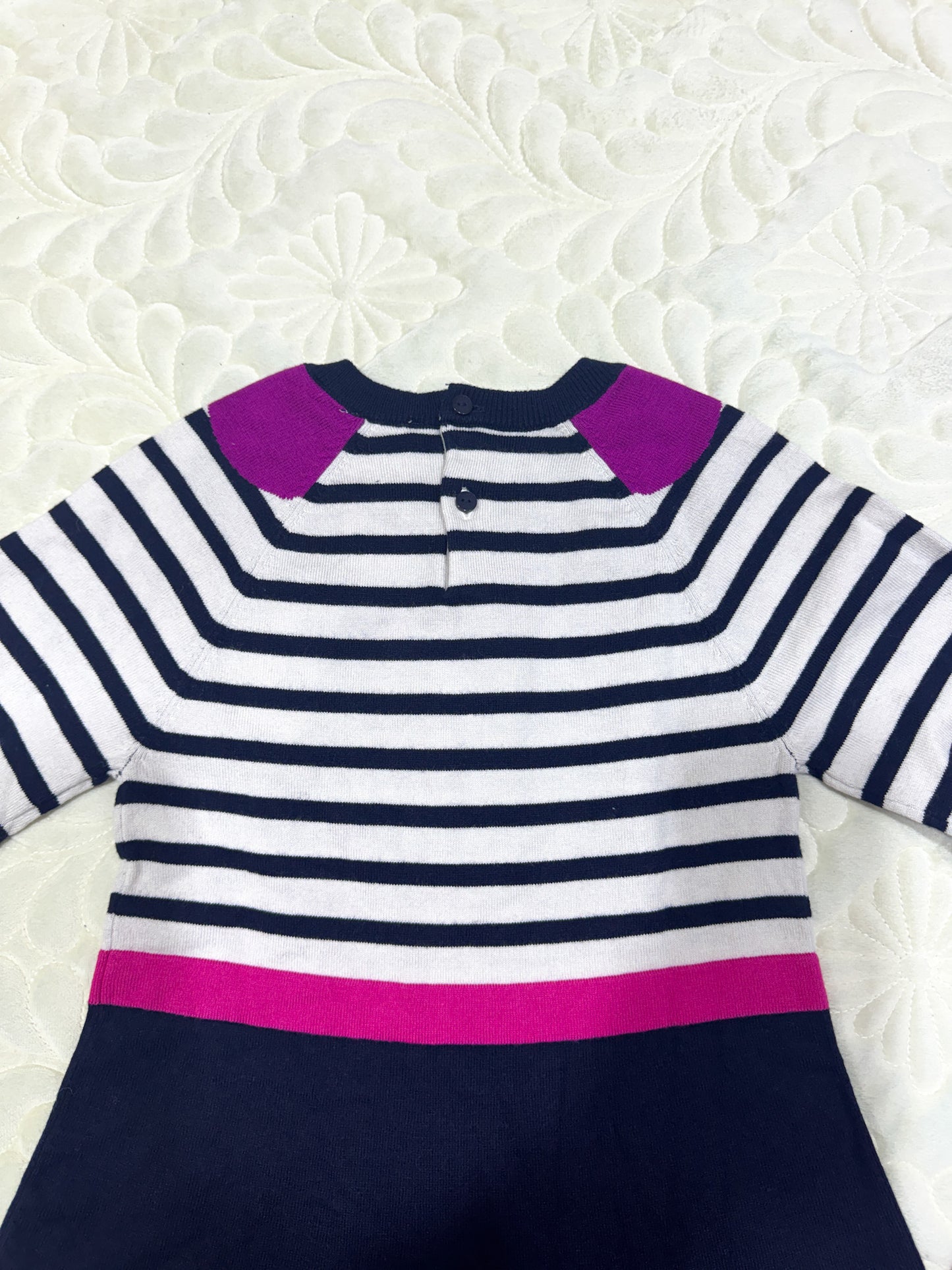 Robe en maille à col Claudine rayée marine Jacadi Fille