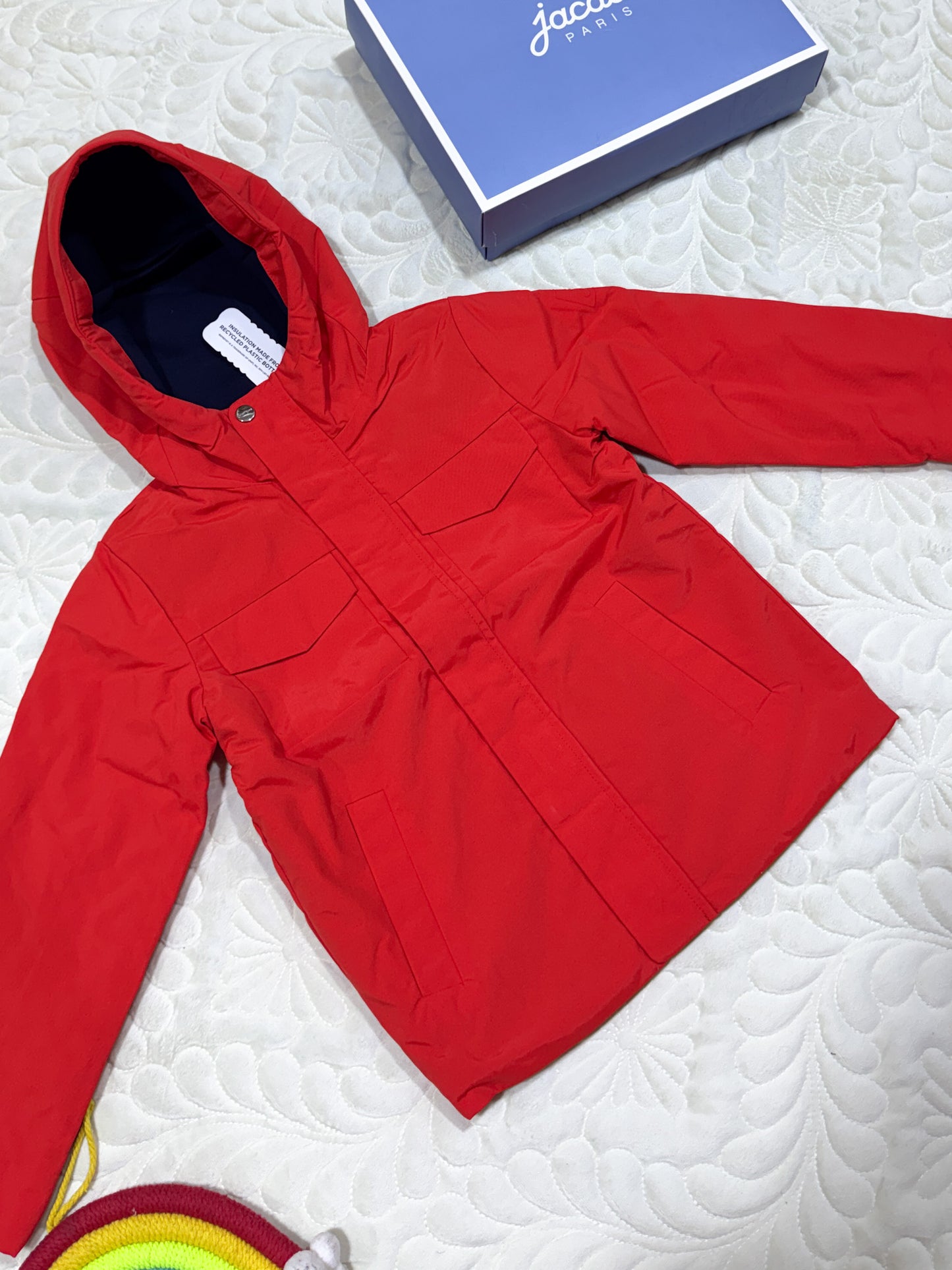 Parka coupe-vent à capuche orange-rouge Jacadi garçon