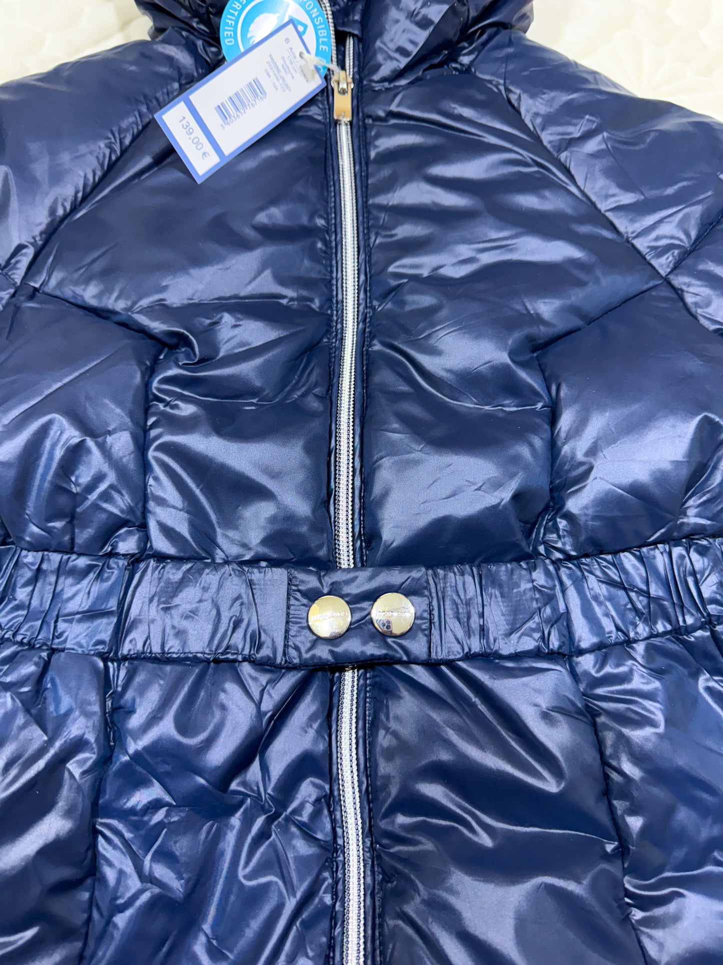 Doudoune longue ceinturée bleu marine Jacadi