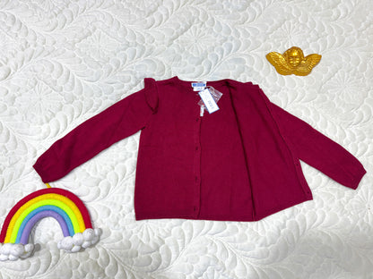 Jacadi Gilet fille rouge bordeaux à volants