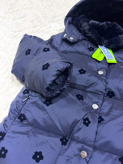 Jacadi Navy Floral Winter Puffer Jacket