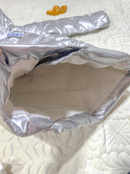 Jacadi Metallic Zilver Lange Dons Pufferjas