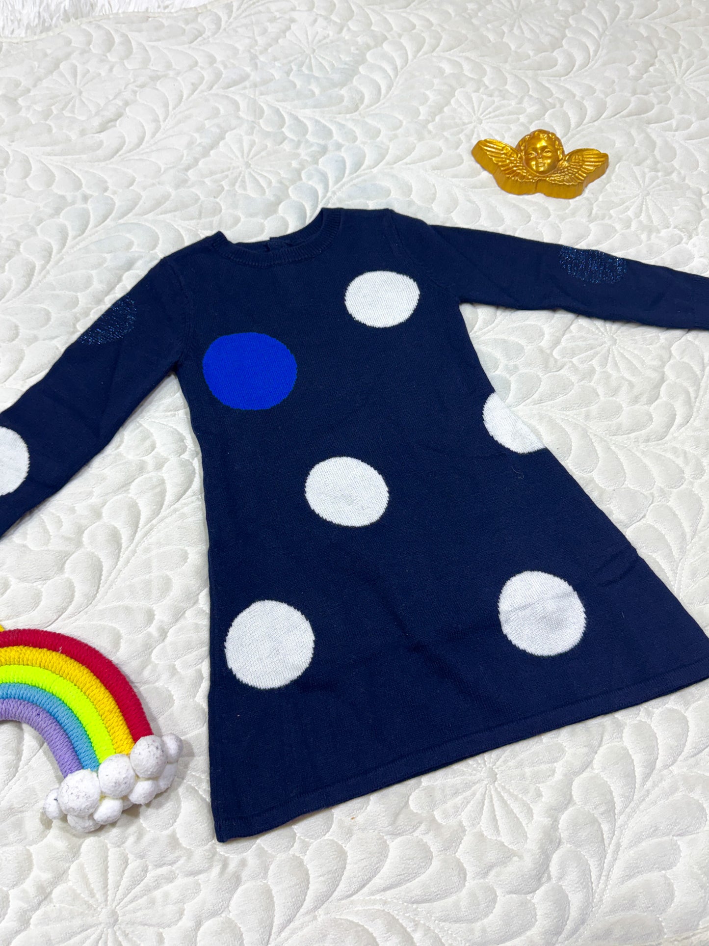 Jacadi Girls Navy Cashmere-Blend Knit Dress
