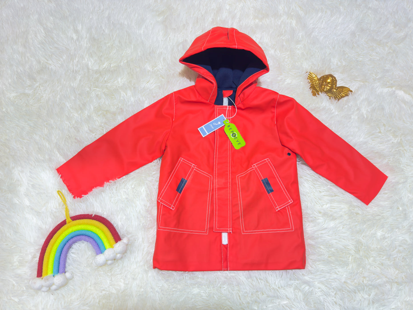 Jacadi Imperméable à capuche rouge-orangé