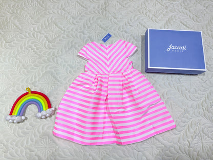 Robe rayée rose et blanche Jacadi