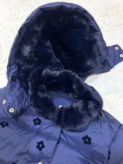 Jacadi Navy Floral Winter Puffer Jacket