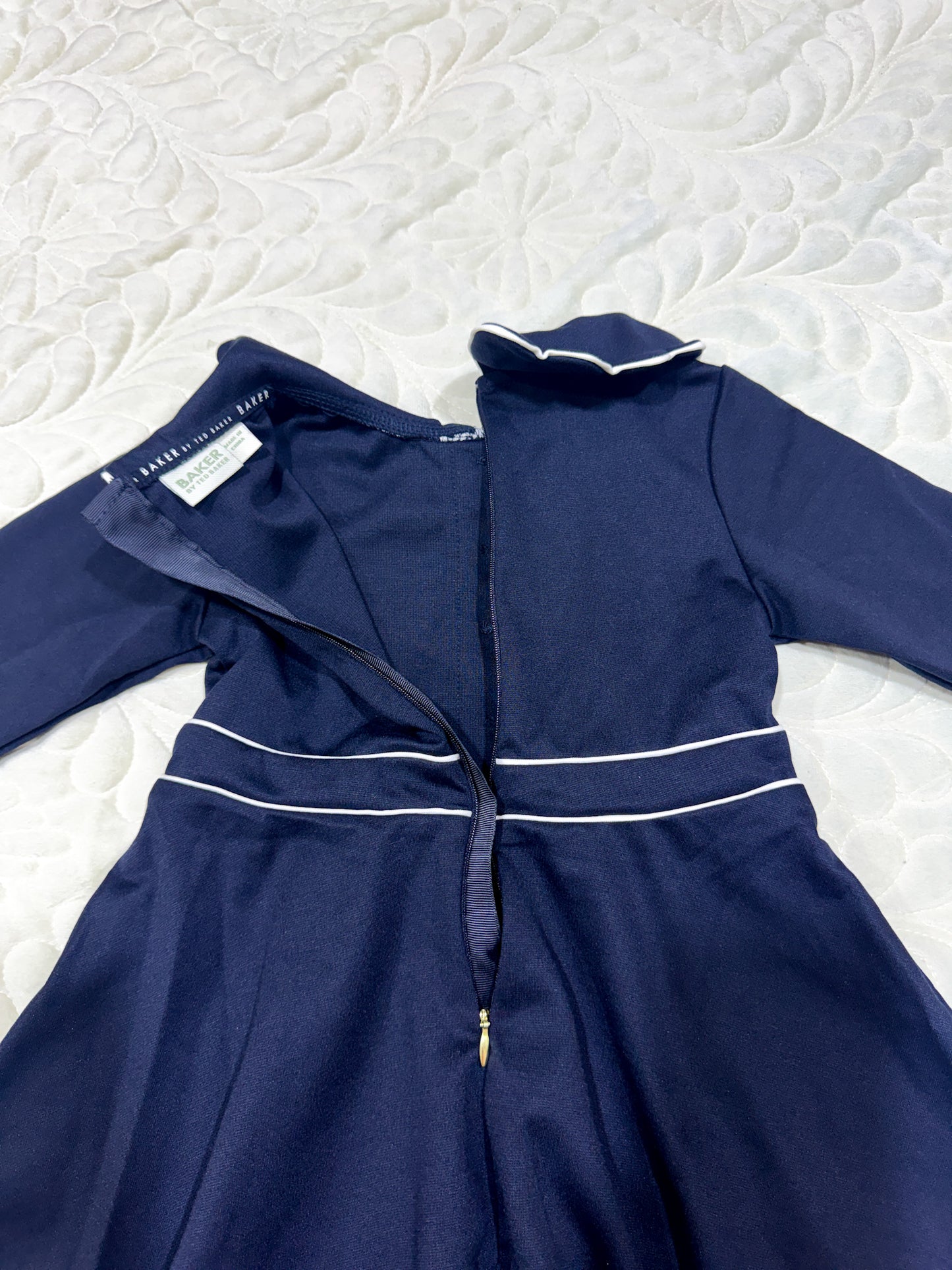 Baker by Ted Baker Navy Scallop Collar Dress