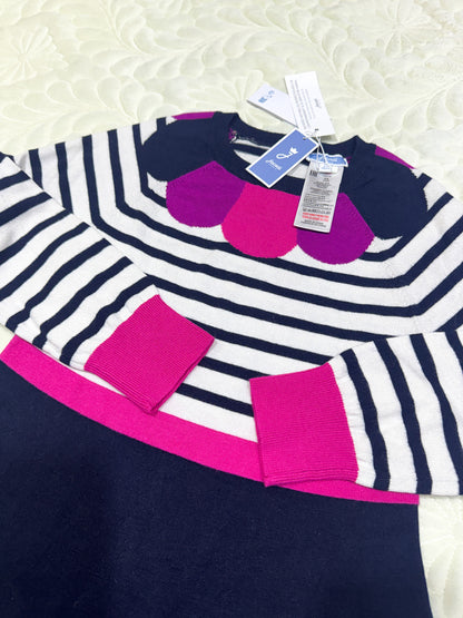 Robe en maille à col Claudine rayée marine Jacadi Fille