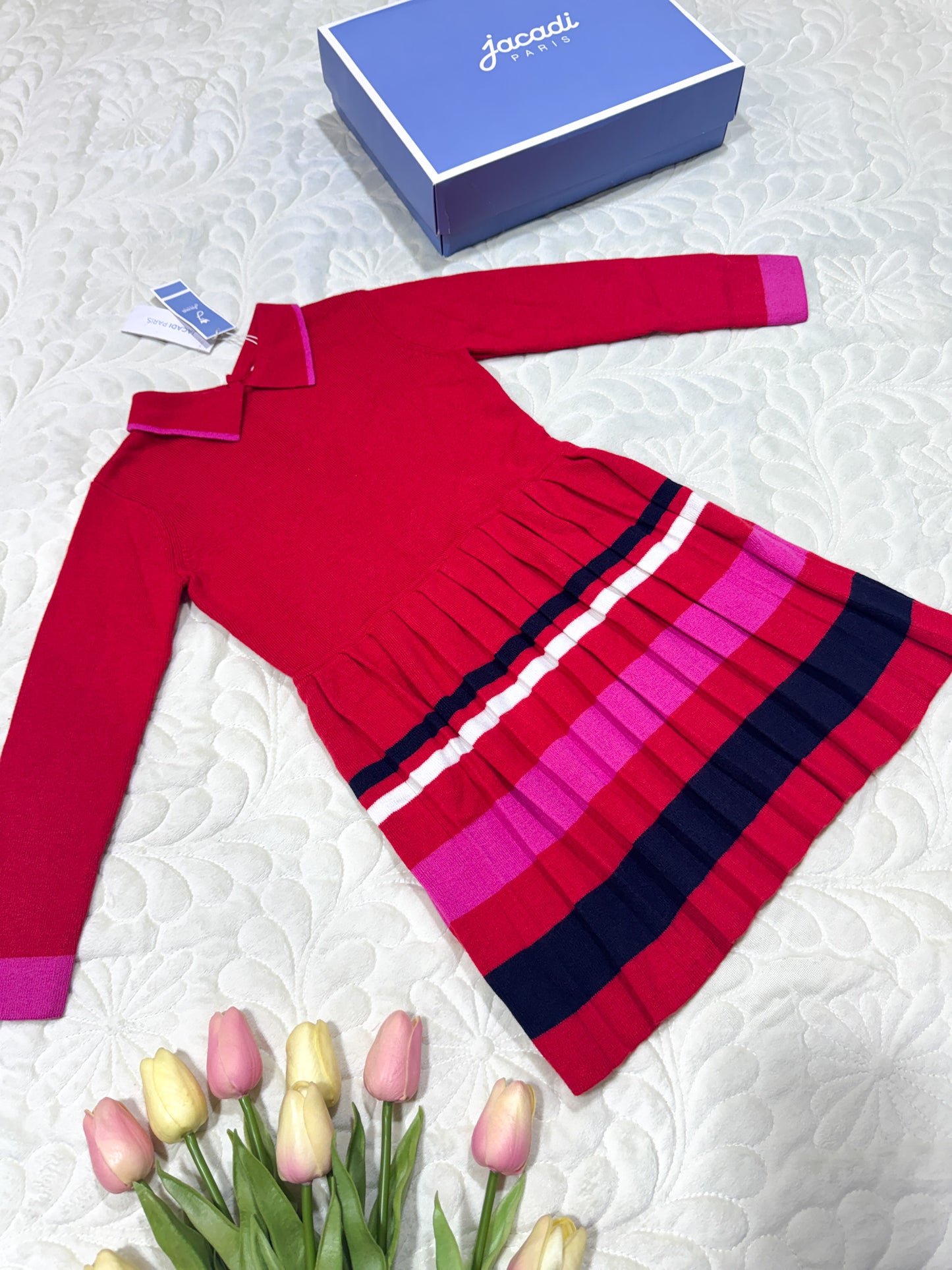 Robe plissée en maille rouge Jacadi