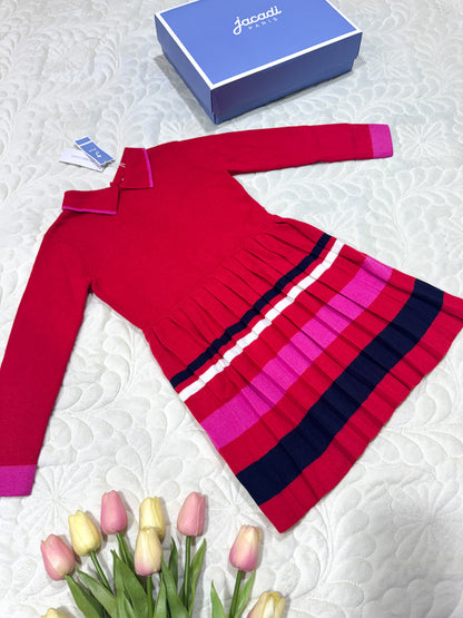 Robe plissée en maille rouge Jacadi