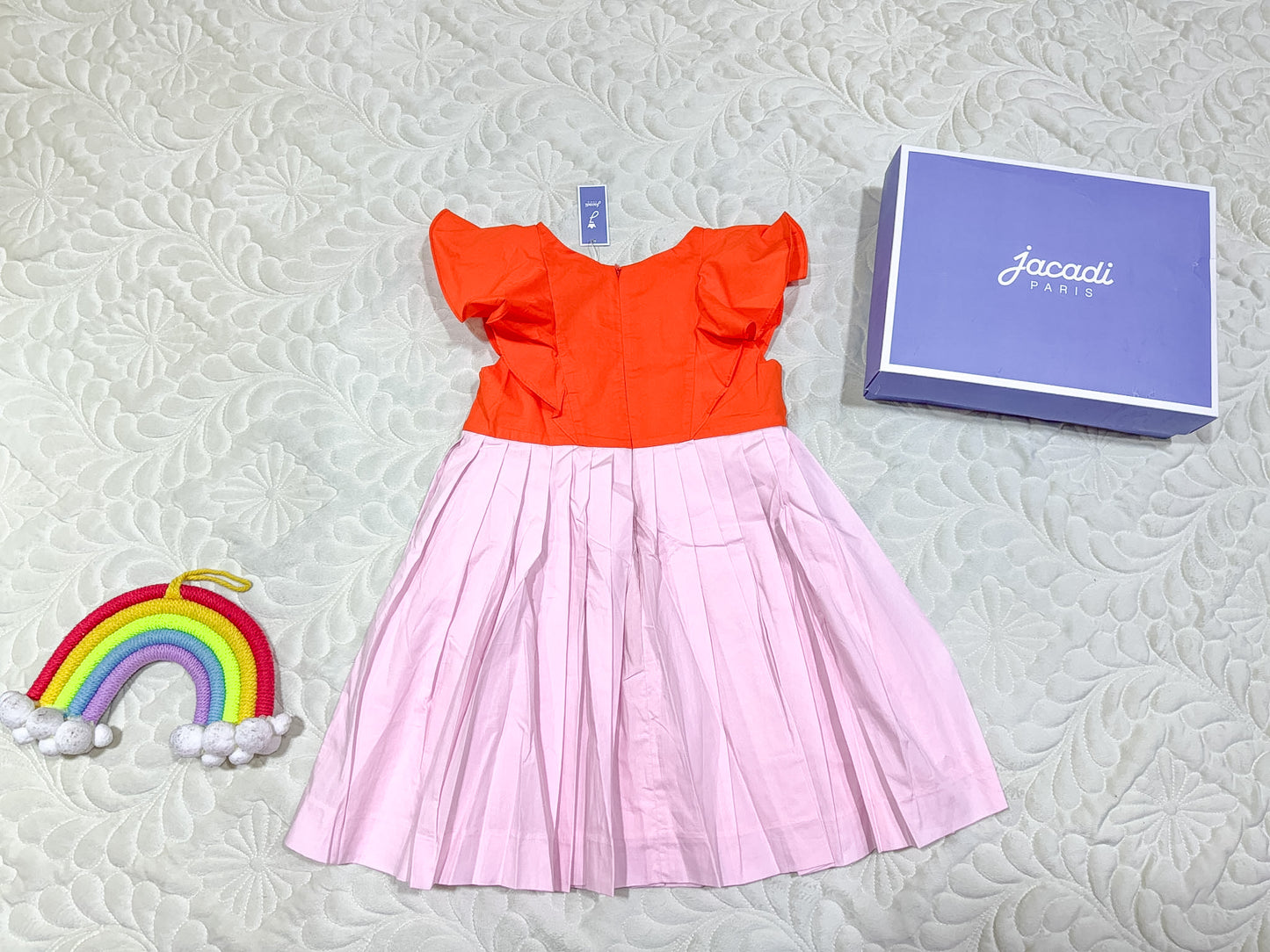Robe plissée Jacadi orange et rose