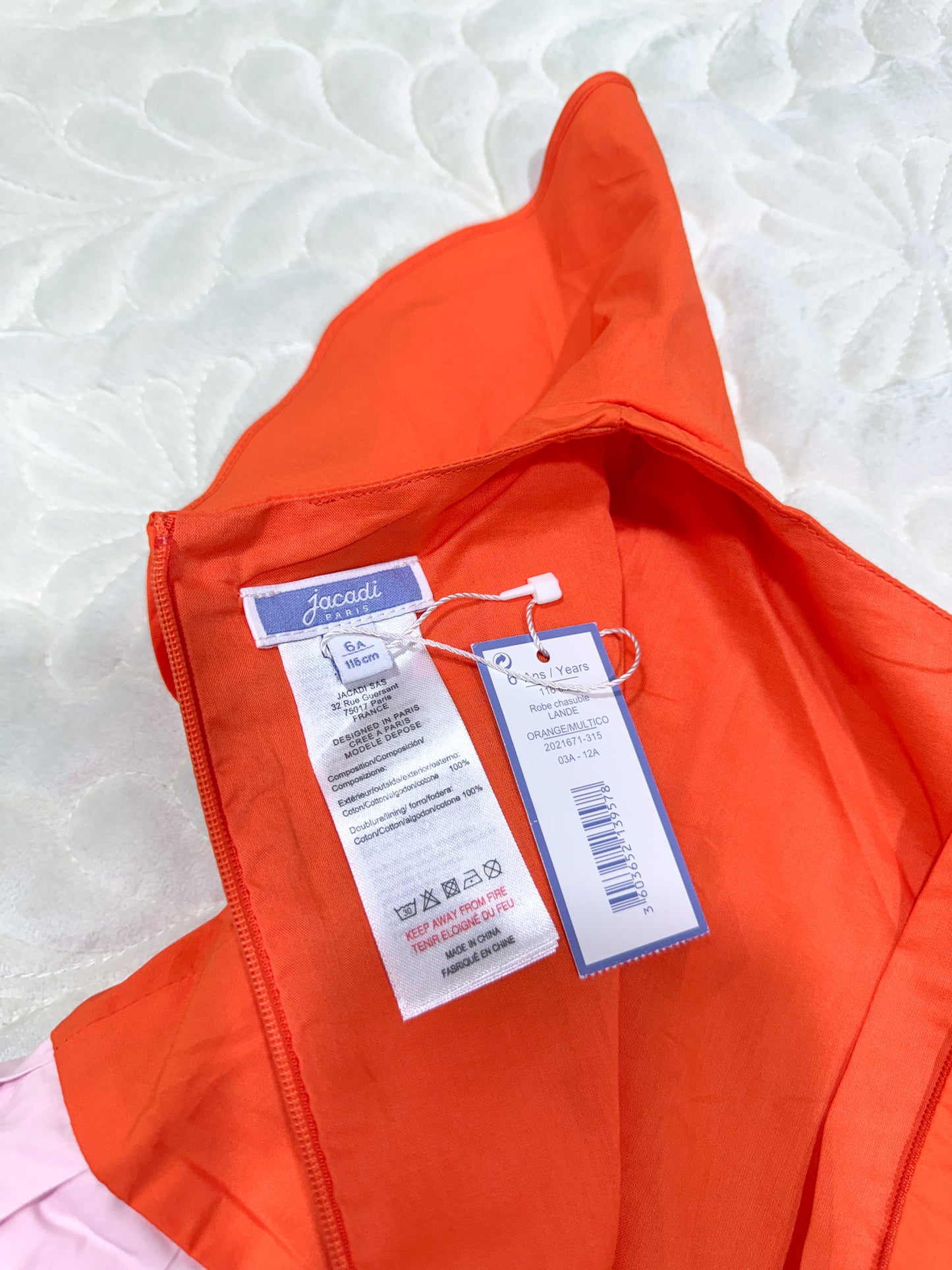 Robe plissée Jacadi orange et rose