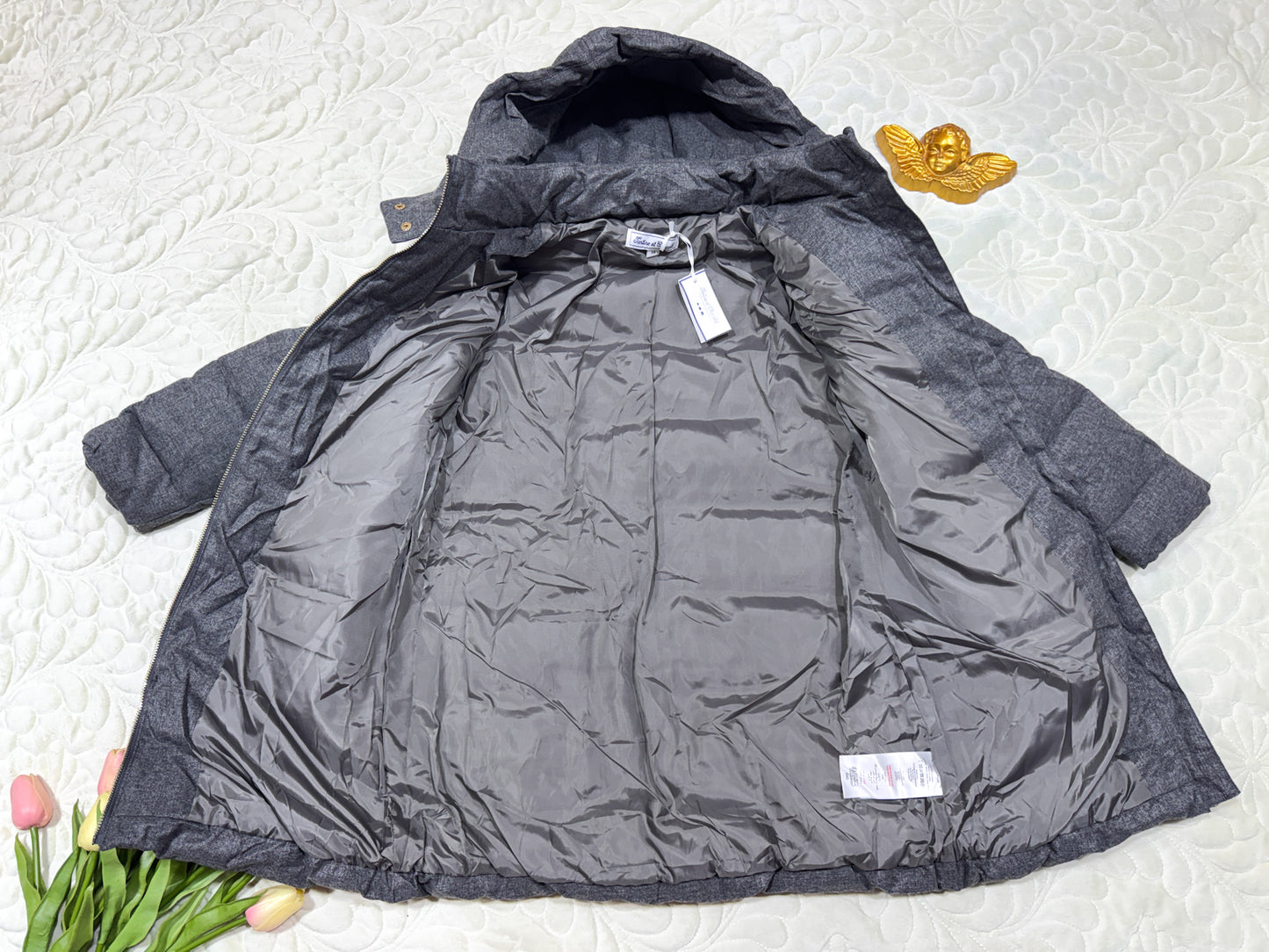 Tartine et Chocolat Grey Long Puffer Jacket
