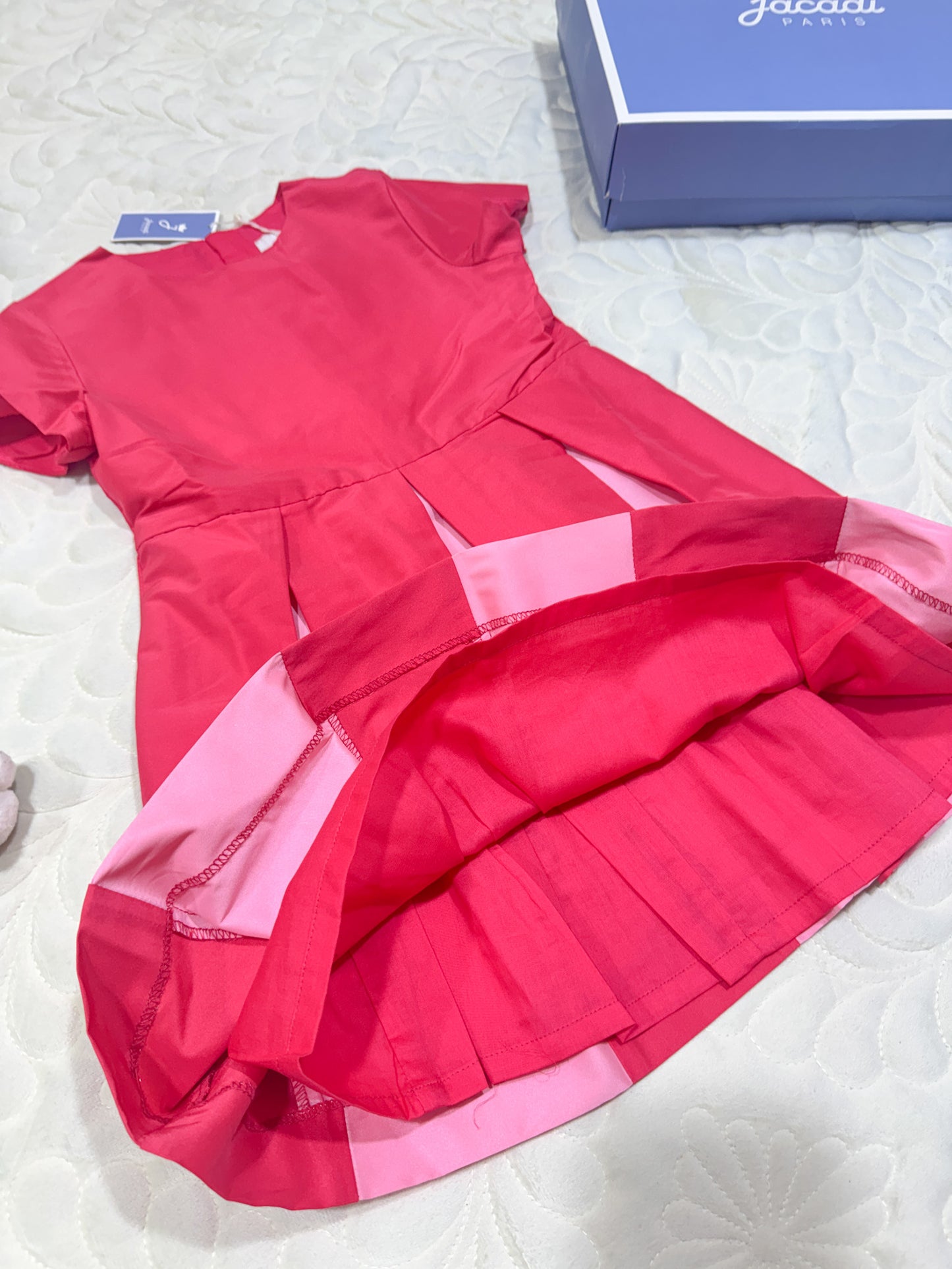 Jacadi Fuchsia & Pink Colorblock Pleated Dress