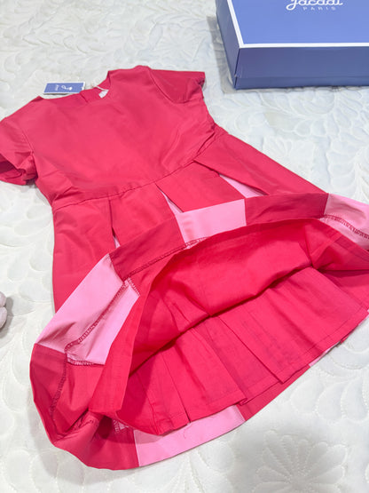 Jacadi Fuchsia & Pink Colorblock Pleated Dress
