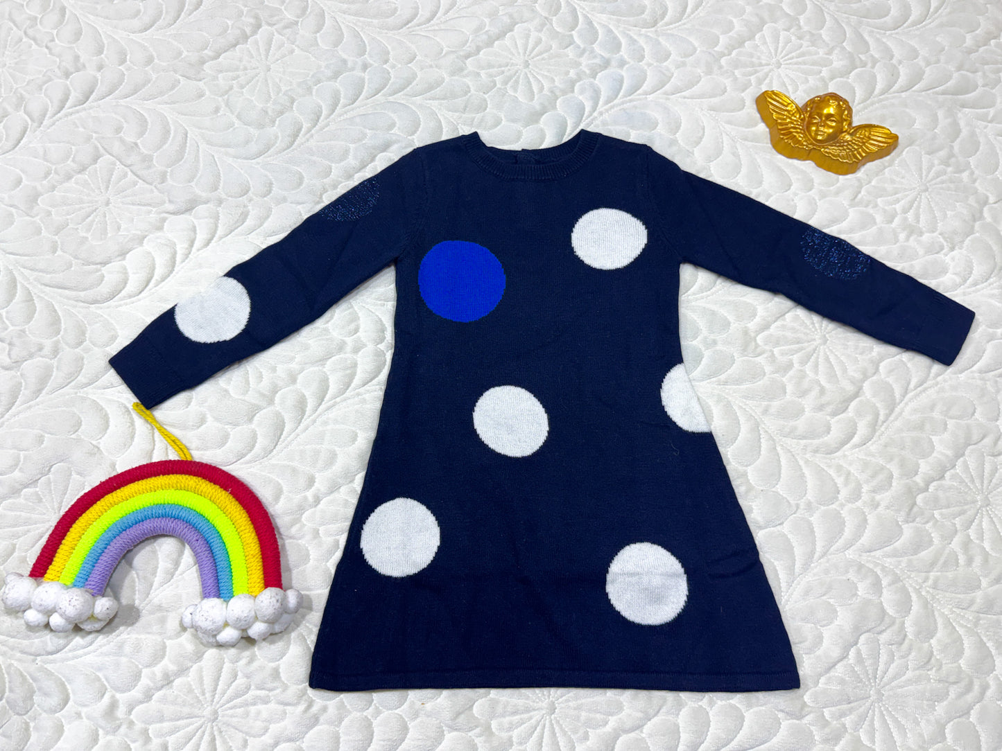 Jacadi Girls Navy Cashmere-Blend Knit Dress