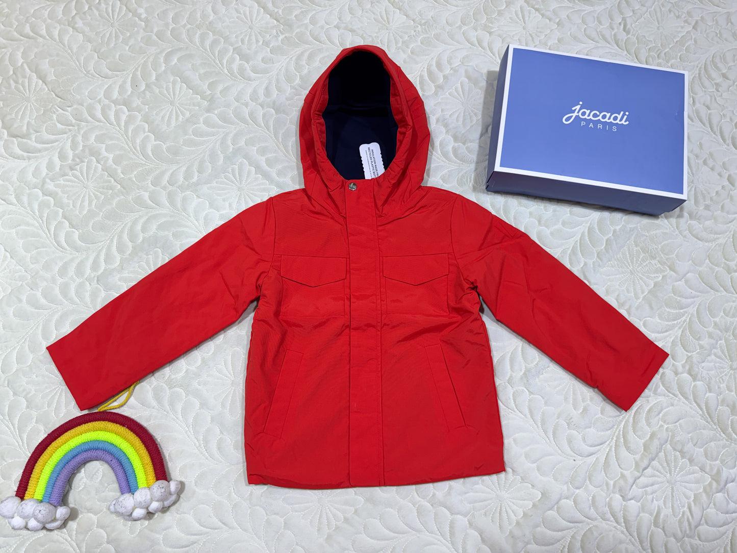 Parka coupe-vent à capuche orange-rouge Jacadi garçon