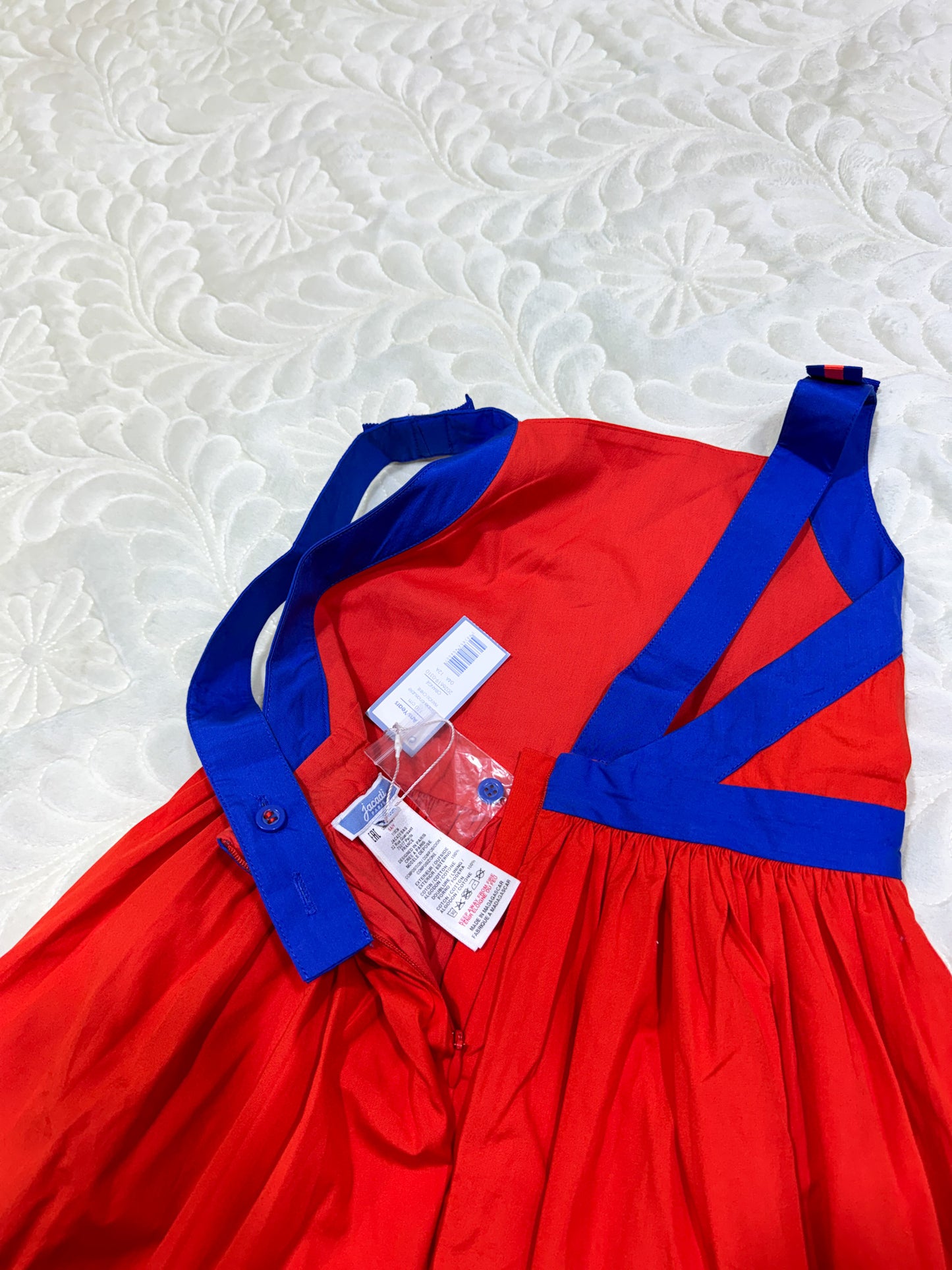Robe sans manches Jacadi pour filles, orange-rouge et bleue