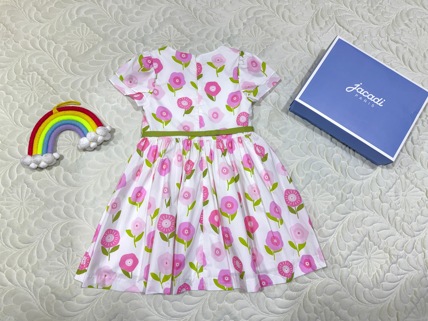 Jacadi Pink Floral Print Cotton Dress