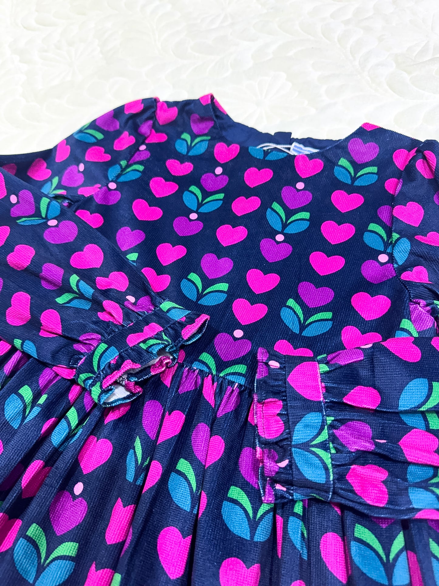 Robe imprimée cœur et tulipe marine Jacadi pour fille