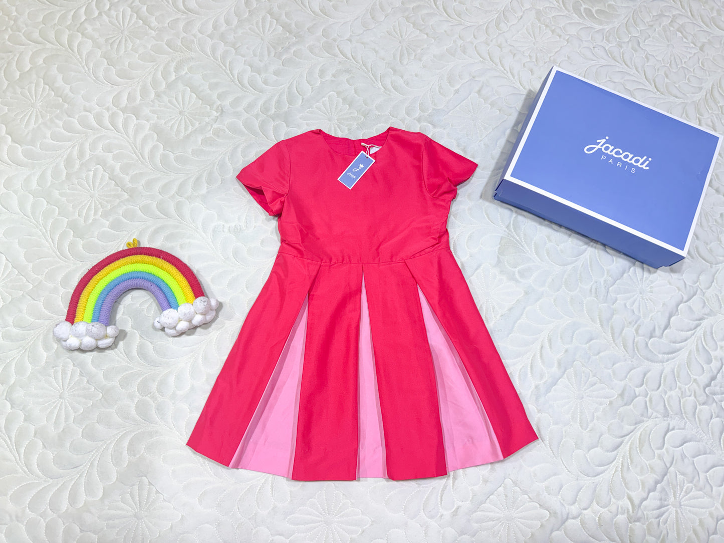 Jacadi Fuchsia & Pink Colorblock Pleated Dress