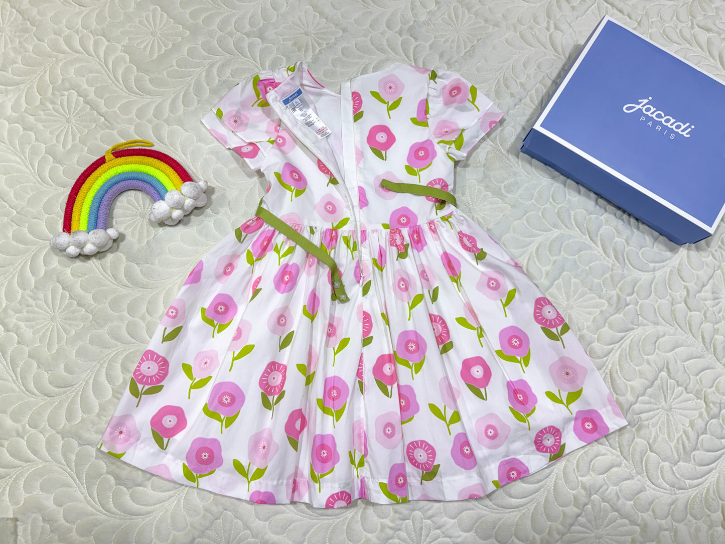 Jacadi Pink Floral Print Cotton Dress