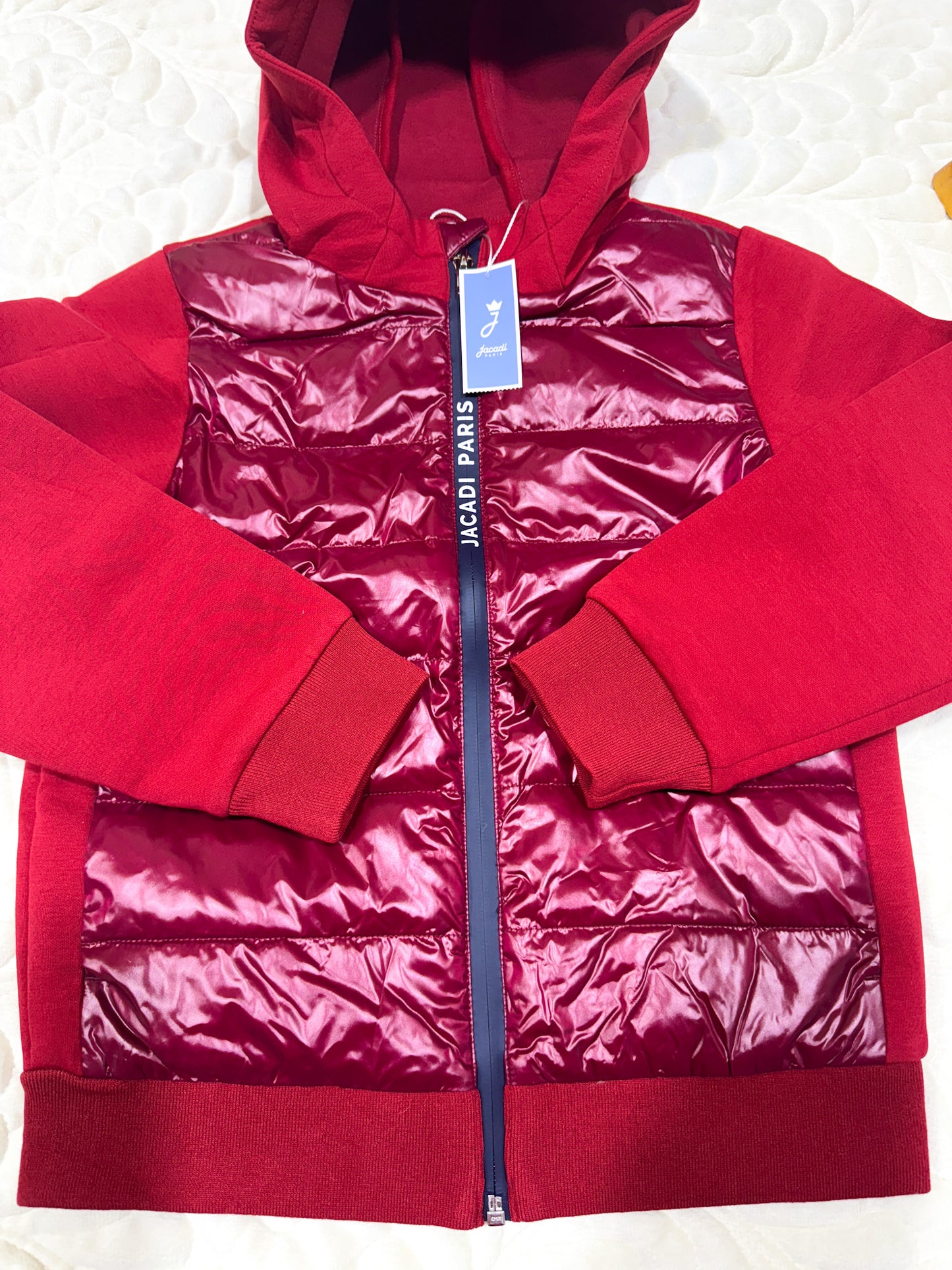 Doudoune hybride matelassée à capuche rouge Jacadi