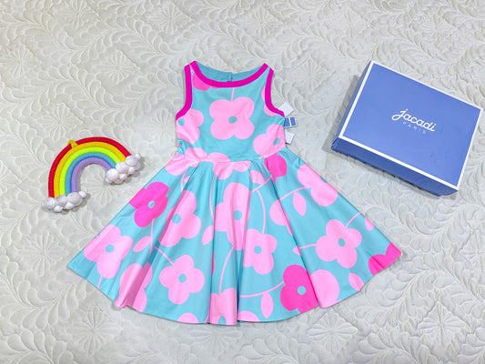 Jacadi Robe sans manches à fleurs bleues et roses pour fille