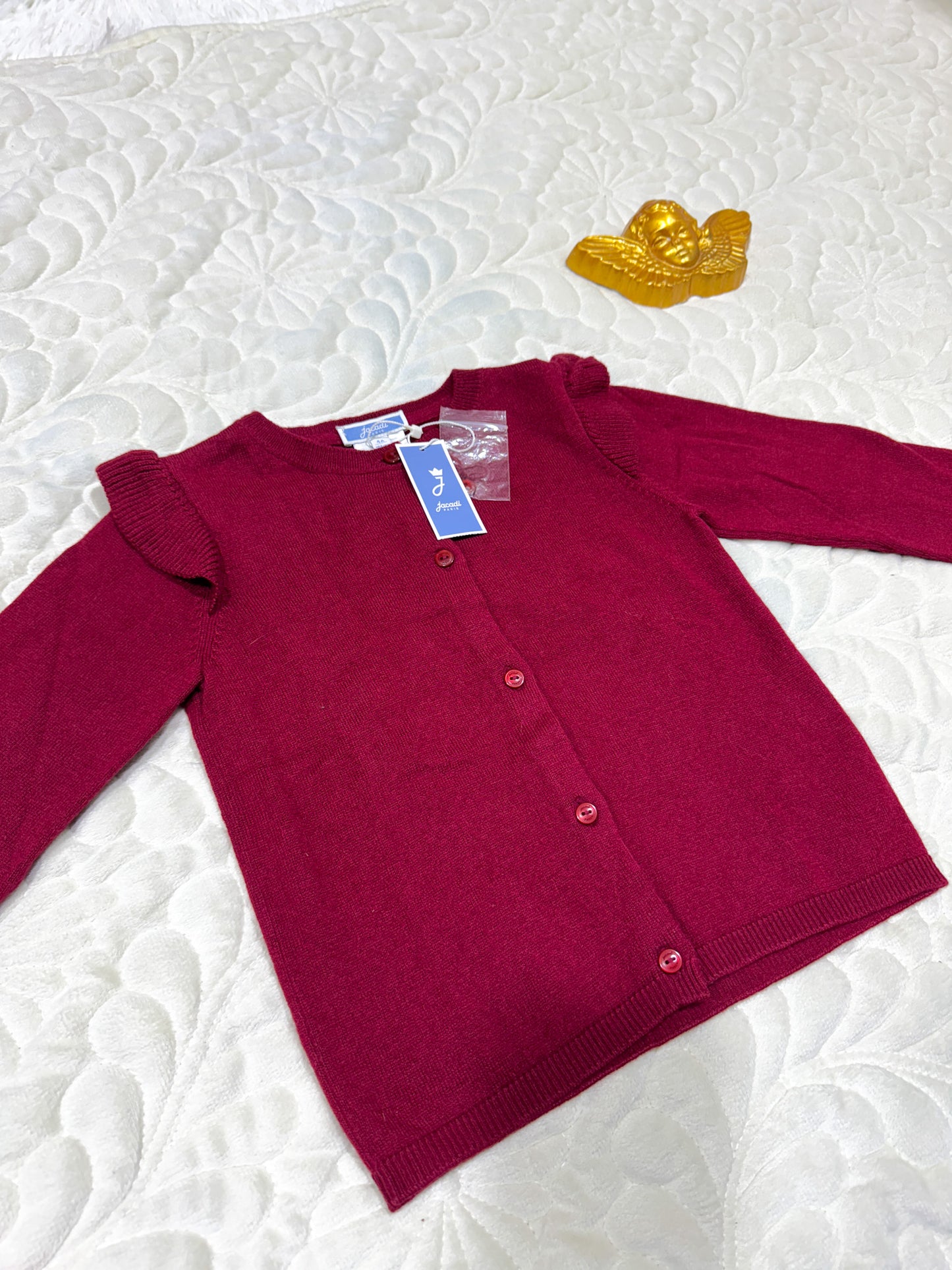 Jacadi Gilet fille rouge bordeaux à volants