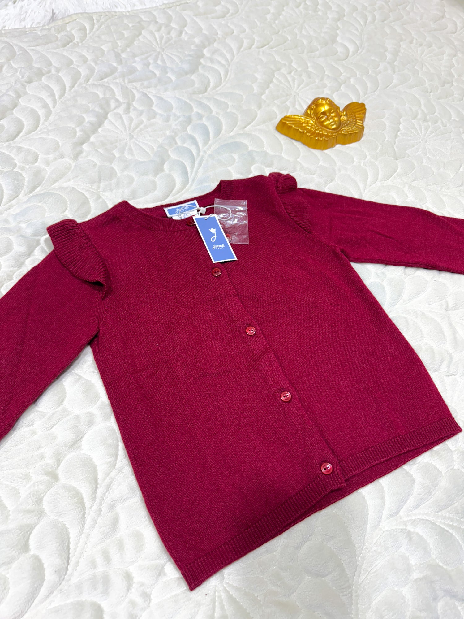 Jacadi Gilet fille rouge bordeaux à volants