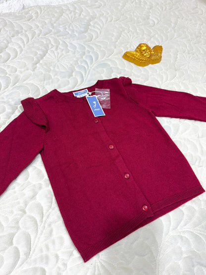 Jacadi Gilet fille rouge bordeaux à volants